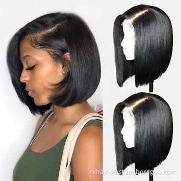 High Quality 10A 9A 8A Weaves Women Natural Goodyard Skin Full Lace Cut Short Straight Bob Human Hair Remy Raw Indian Lace Wig